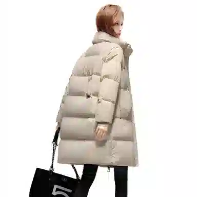 鸭鸭 冬季韩版双层立领时尚休闲保暖加厚中长款羽绒服 女款