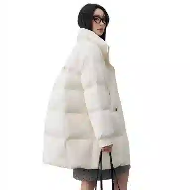 鸭鸭 冬季韩版立领中长款宽松直筒休闲时尚加厚羽绒服 女款