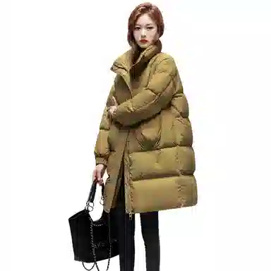 鸭鸭 冬季韩版双层立领时尚休闲保暖加厚中长款羽绒服 女款