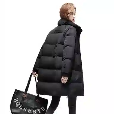 鸭鸭 冬季韩版双层立领时尚休闲保暖加厚中长款羽绒服 女款