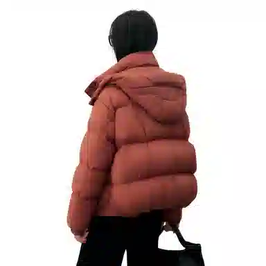 鸭鸭 纯色简约宽松连帽加厚羽绒服 女款