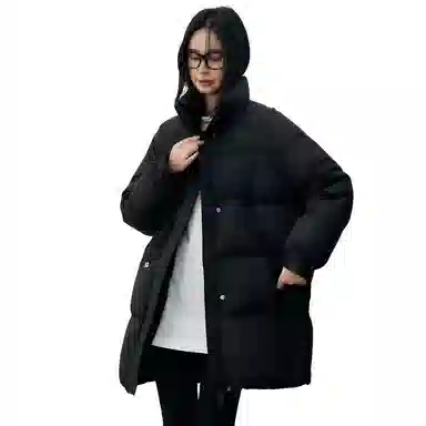 鸭鸭 冬季韩版立领中长款宽松直筒休闲时尚加厚羽绒服 女款