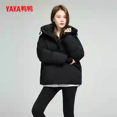 鸭鸭 保暖加厚连帽宽松中长款休闲长袖羽绒服 女款