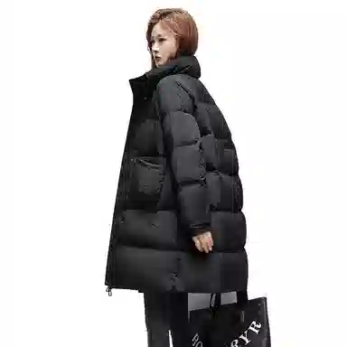 鸭鸭 冬季韩版双层立领时尚休闲保暖加厚中长款羽绒服 女款