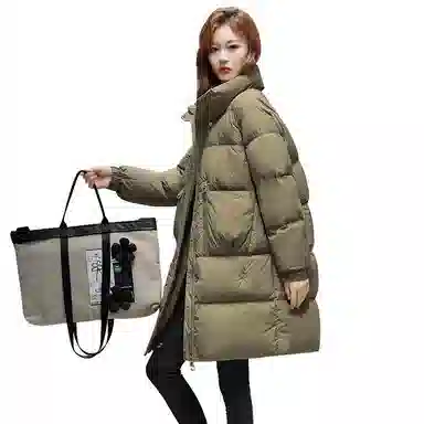 鸭鸭 冬季韩版双层立领时尚休闲保暖加厚中长款羽绒服 女款