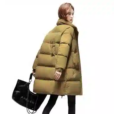 鸭鸭 冬季韩版双层立领时尚休闲保暖加厚中长款羽绒服 女款