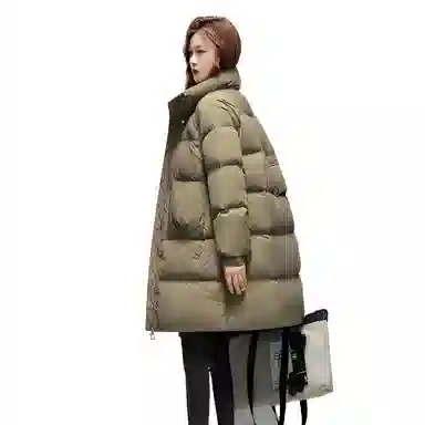 鸭鸭 冬季韩版双层立领时尚休闲保暖加厚中长款羽绒服 女款