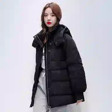 鸭鸭 时尚百搭宽松保暖休闲加厚中长款羽绒服 女款