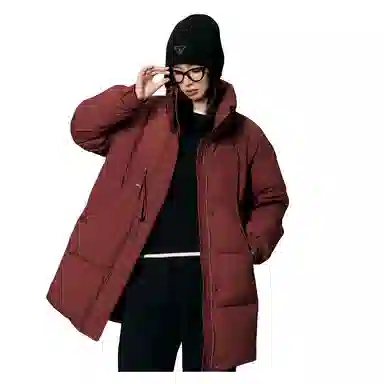 鸭鸭 冬季韩版立领中长款宽松直筒休闲时尚加厚羽绒服 女款