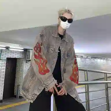 FA2LO Vintage Flame Denim Jacket