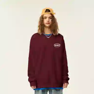 人本 字母简约印花百搭宽松长袖落肩袖套头圆领卫衣 男女同款