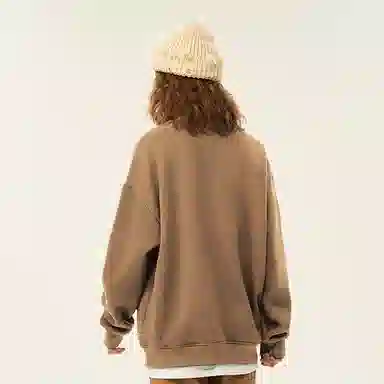 人本 印花图案简约户外逛街时尚宽松套头长袖圆领卫衣 男女同款