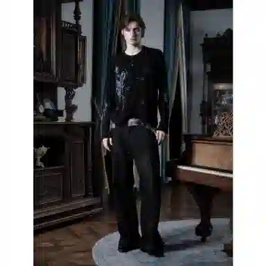 WANNA LAB FW25 Aria Henley Rune Print Long Sleeve Tee