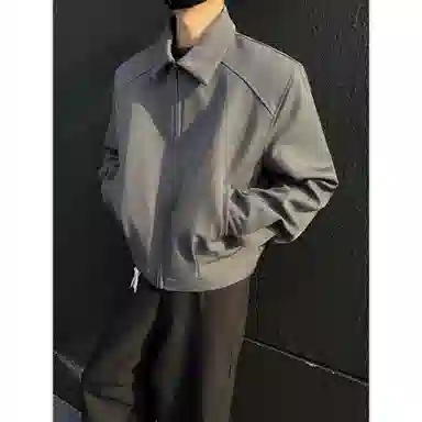 布客行 美式高街潮牌时尚个性设计感纯色日常通勤基础款休闲翻领宽松夹克外套 男女同款