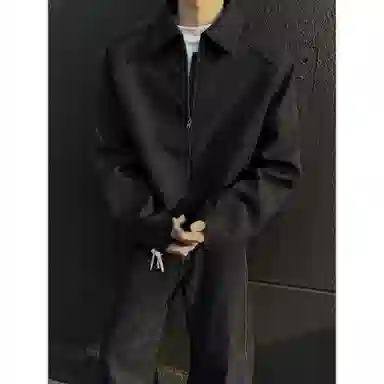 布客行 美式高街潮牌时尚个性设计感纯色日常通勤基础款休闲翻领宽松夹克外套 男女同款