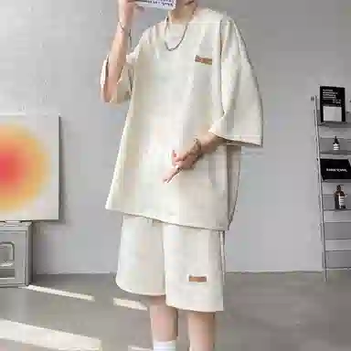 沐诚阳译 冰丝薄款宽松搭配帅气美式复古休闲运动套装 男女同款