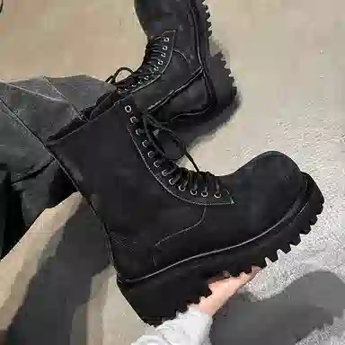 Dounkol PU Denim Work Boots 10CM Black