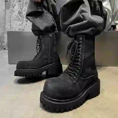 Dounkol PU Denim Work Boots 10CM Black