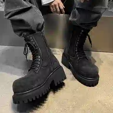 Dounkol PU Denim Work Boots 10CM Black