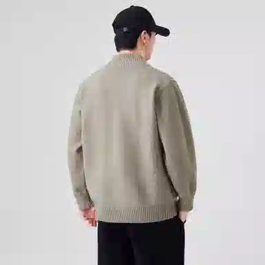 大卫贝肯 美式复古高街立领日常通勤休闲百搭亲肤舒适轻松惬意慵懒高级感开衫针织衫 男女同款