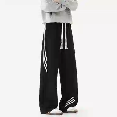 大卫贝肯 美式复古经典侧边三条杠结构拼接户外高街系绳卫裤舒适百搭宽松垂感直筒运动休闲裤 男女同款