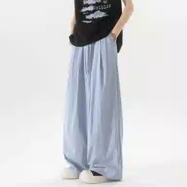 大卫贝肯 美式复古褶皱冰丝薄款肌理感山本裤潮流宽松简约百搭松弛慵懒垂坠感舒适亲肤凉爽透气阔腿休闲裤 男女同款