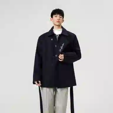 大卫贝肯 美式复古英伦风通勤基础百搭纯色毛呢外套穿搭宽松休闲秋冬保暖加厚呢子短款大衣 男女同款