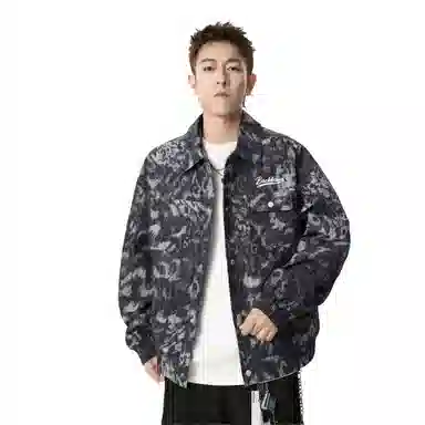 大卫贝肯 美式潮牌通勤无性别主义品牌字母印花复古高街翻领百搭宽松舒适外套夹克 男女同款