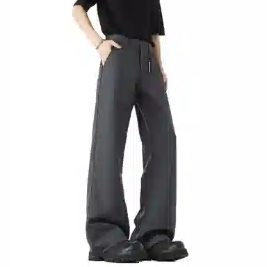 大卫贝肯 美式高街西裤可拆卸织带扣宽松纯色显高直筒轻薄透气垂坠感微喇休闲裤 男女同款