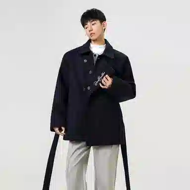 大卫贝肯 美式复古英伦风通勤基础百搭纯色毛呢外套穿搭宽松休闲秋冬保暖加厚呢子短款大衣 男女同款