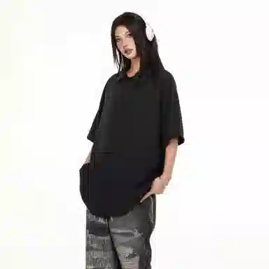 大卫贝肯 美式冰丝复古街头基础无性别主义百搭休闲舒适垂感透气宽松简约翻领短袖衬衫 男女同款