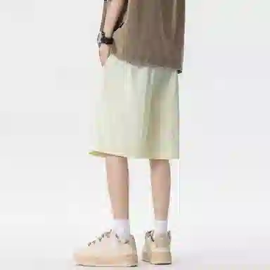 大卫贝肯 美式复古基础款字母印花多巴胺宽松直筒百搭日常通勤运动松紧腰系带五分休闲短裤 男女同款