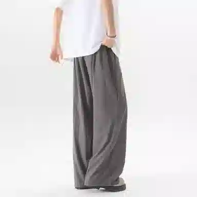 大卫贝肯 美式复古褶皱冰丝薄款肌理感山本裤潮流宽松简约百搭松弛慵懒垂坠感舒适亲肤凉爽透气阔腿休闲裤 男女同款