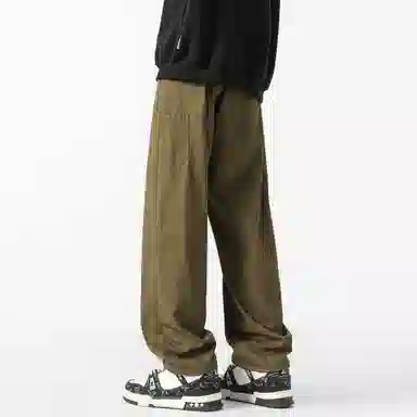 大卫贝肯 美式复古基础款经典纯色简约阔腿直筒机能风宽松百搭工装裤 男女同款