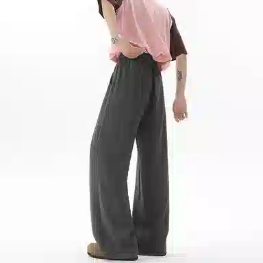 大卫贝肯 美式高街潮流学院风扎染山本褶皱透气冰丝凉感薄款高腰简约轻盈设计垂感通勤百搭宽松直筒阔腿长裤休闲裤 男女同款