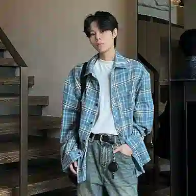 大卫贝肯 美式高街复古学院风基础款格子条纹设计潮牌痞帅高级感外套翻领垂感百搭宽松落肩长袖衬衫 男女同款