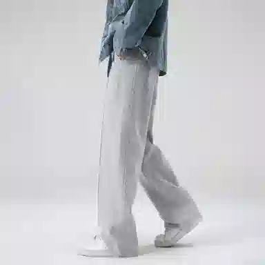 大卫贝肯 美式简约纯色字母刺绣抽绳系带宽松阔腿休闲裤 男女同款