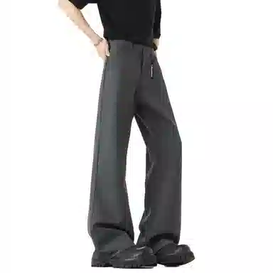 大卫贝肯 美式高街西裤可拆卸织带扣宽松纯色显高直筒轻薄透气垂坠感微喇休闲裤 男女同款