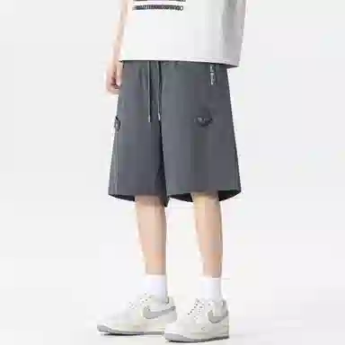 大卫贝肯 纯色美式街头城市机能风字母假扣设计款系带户外运动休闲百搭五分工装短裤 男女同款