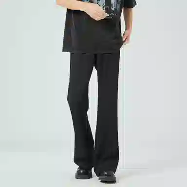 大卫贝肯 美式高街西裤可拆卸织带扣宽松纯色显高直筒轻薄透气垂坠感微喇休闲裤 男女同款