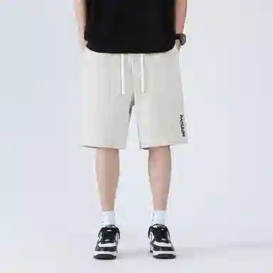 大卫贝肯 美式复古学院风字母宽松日常通勤系带五分休闲短裤 男女同款