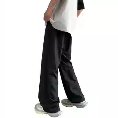 大卫贝肯 美式高街复古字母刺绣系带爆款打孔透气速干时尚百搭宽松舒适直筒运动休闲裤 男女同款