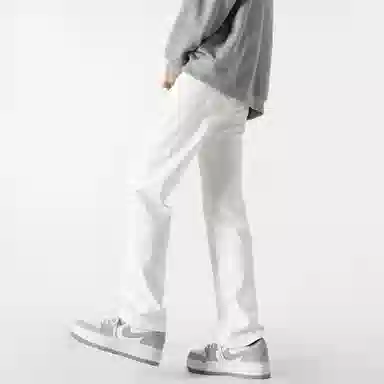 大卫贝肯 水洗做旧设计感刮破直筒铅笔裤美式高街宽松休闲百搭日常通勤基础款纯色中腰柔软小脚牛仔裤 男女同款