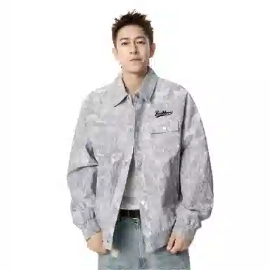 大卫贝肯 美式潮牌通勤无性别主义品牌字母印花复古高街翻领百搭宽松舒适外套夹克 男女同款