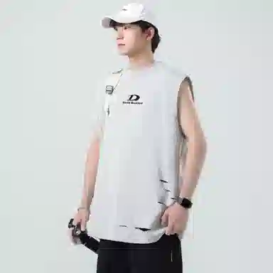 大卫贝肯 美式字母印花无袖宽松百搭背心 男女同款