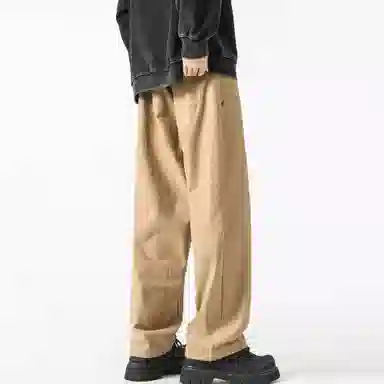 大卫贝肯 美式复古基础款经典纯色简约阔腿直筒机能风宽松百搭工装裤 男女同款