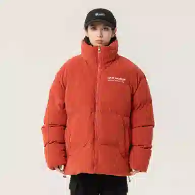 大卫贝肯 美式高街复古经典潮流字母印花纯色休闲面包服加厚保暖立领外套棉服 男女同款