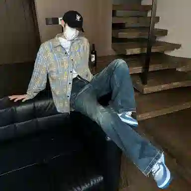 大卫贝肯 美式高街复古学院风基础款格子条纹设计潮牌痞帅高级感外套翻领垂感百搭宽松落肩长袖衬衫 男女同款