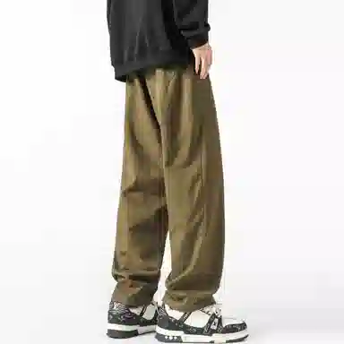 大卫贝肯 美式复古基础款经典纯色简约阔腿直筒机能风宽松百搭工装裤 男女同款