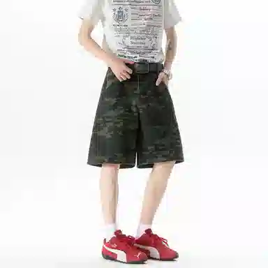 大卫贝肯 美式复古潮牌高街大口袋设计高级感痞帅透气宽松直筒垂感百搭工装五分裤休闲短裤 男女同款